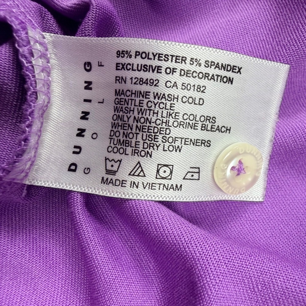 Dunning Golf Polo Shirt Mens Large Purple Excellent Floral Performance - Picture 9 of 11